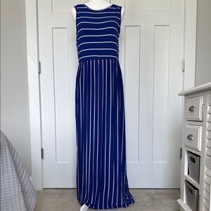 Elegant Royal Striped Maxi Dress
